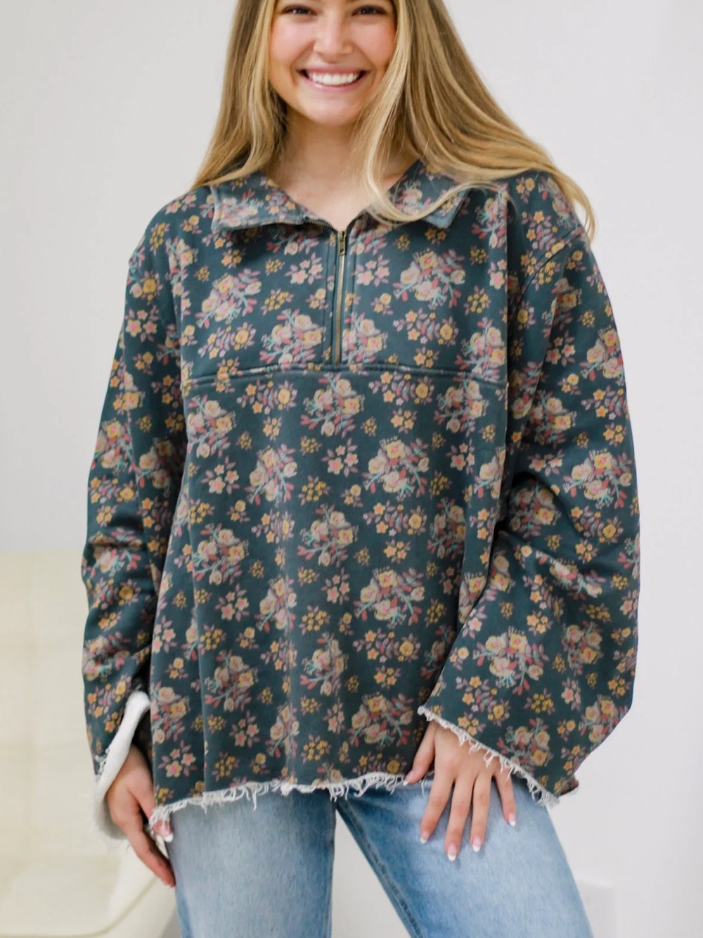 Natural Life Easy Does It Floral Print Sweatshirt